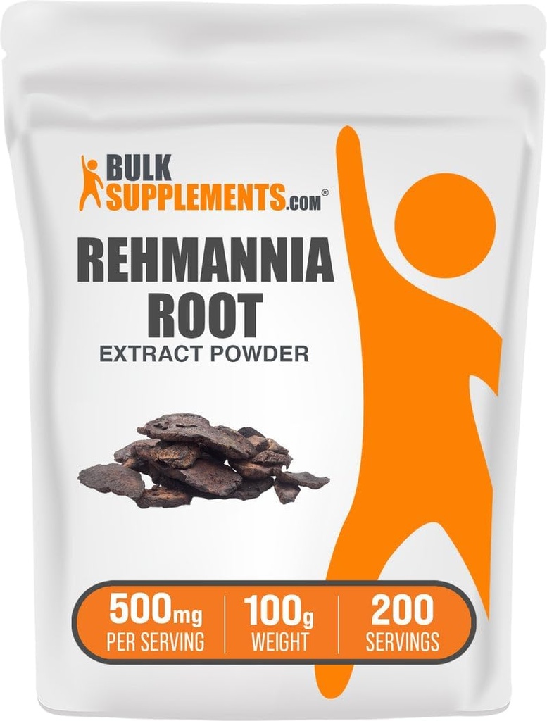 BulkSupplements.com Poudre d'extrait de Rehmannia, de racine de Rehmannia, supplément à base de plantes - sans gluten, 500mg par portion, 100g (3,5 oz) (paquet de 1)