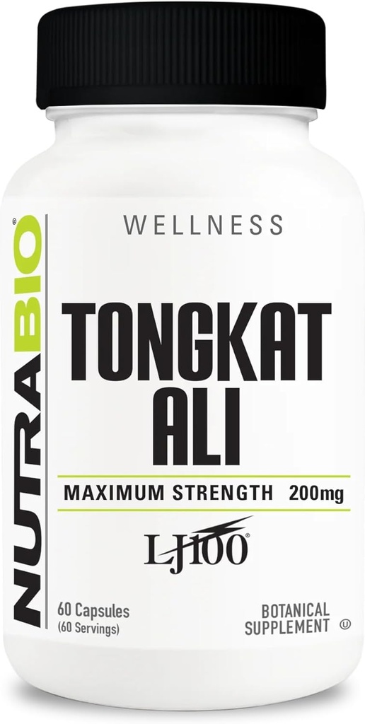 NutraBio Tongkat Ali Longjack 100 Supplément - Support naturel pour la masse musculaire, la force, la performance- Longjack Tongkat Ali pour les hommes- 200mg par capsule, 60 portions