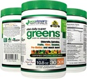 Vital First Daily Greens Superfood Poudre 50 Super aliments entiers avec Spiruline, Chlorella, Graines de lin, Fibre et Enzymes avec Verts organiques - 30 portions