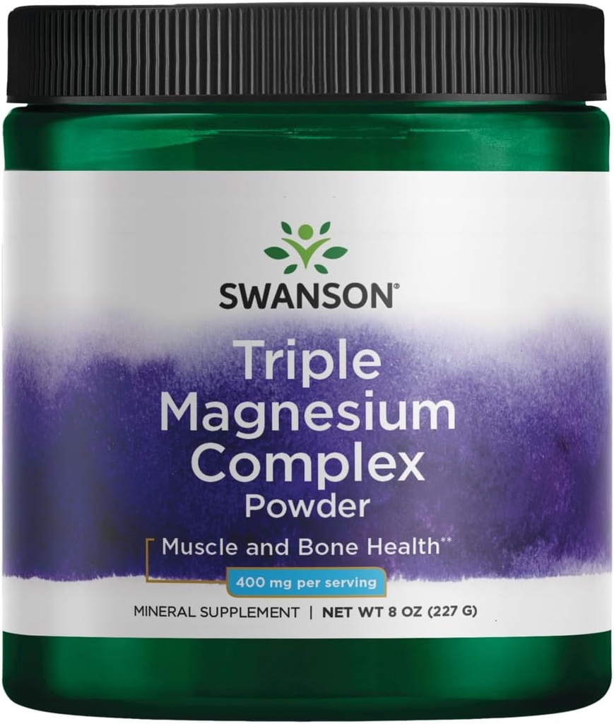 Swanson Triple Magnésium complexe poudre 400 mg 8 oz Pwdr