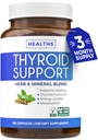 Support thyroïde avec Iodine - 180 capsules (non-OGM) Améliorez votre énergie - Ashwagandha Racine, zinc, sélénium, complexe vitamine B12 - supplément de santé thyroïde pour les femmes et pour les hommes - 90 jours d'approvisionnement