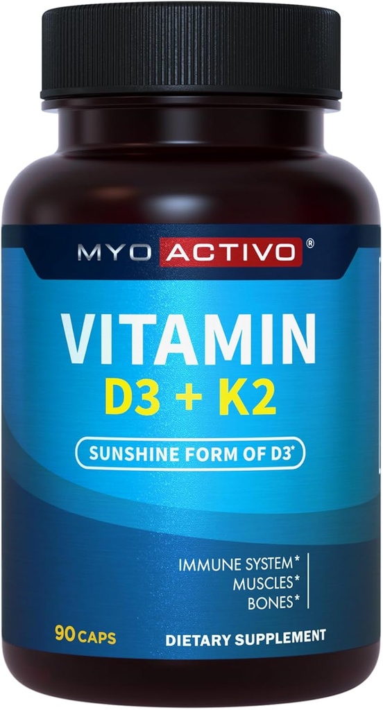 Vitamin D3 K2 Supplement 5000 IU & 200 mcg - High Absorption D3, Patented MK7 & MK4, Heart Health, Immune Support, 90 Vegetarian Capsules