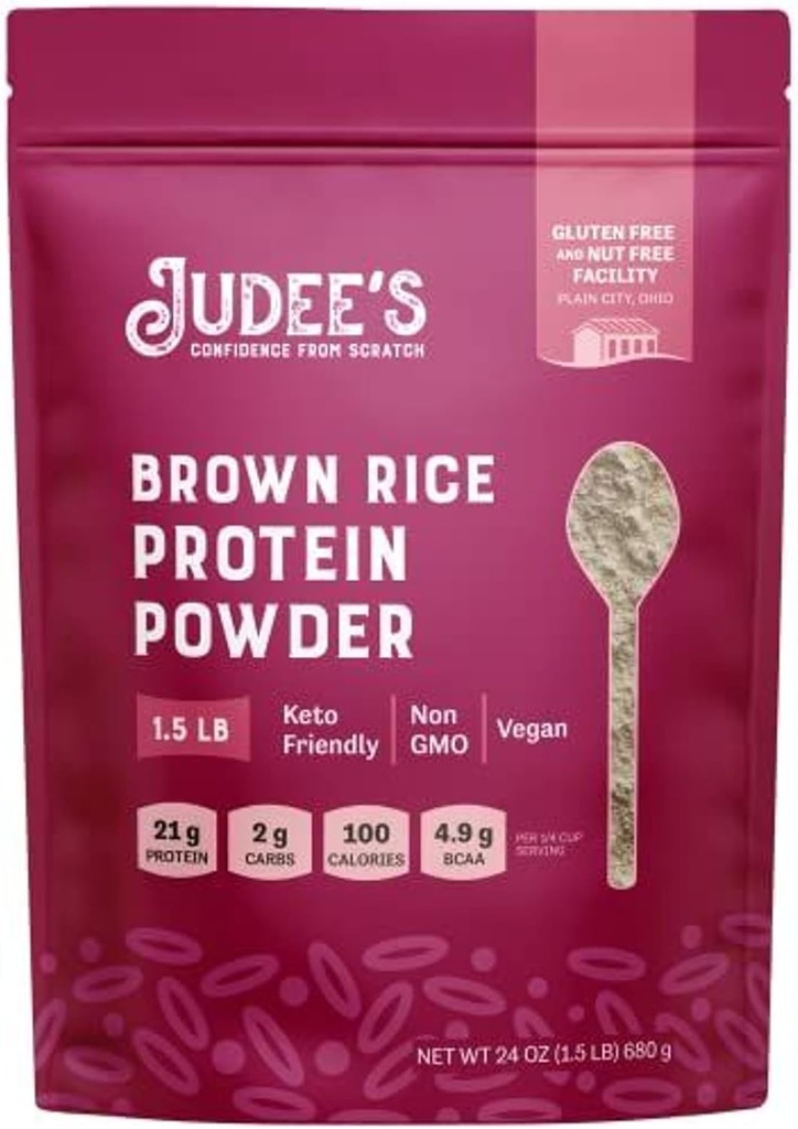 Poudre de protéines de riz brun sans gluten de Judee - Protéine végétale à base végétale - Remplacement de repas sans gluten - 1,5 lb, non aromatisé