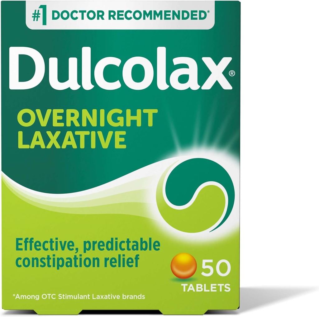 Dulcolax Stimulant comprimés laxatifs, un soulagement de la constipation prévisible et efficace, soulage l'entraînement et le ballonnement, Bisacodyl 5 mg, 50 Compte