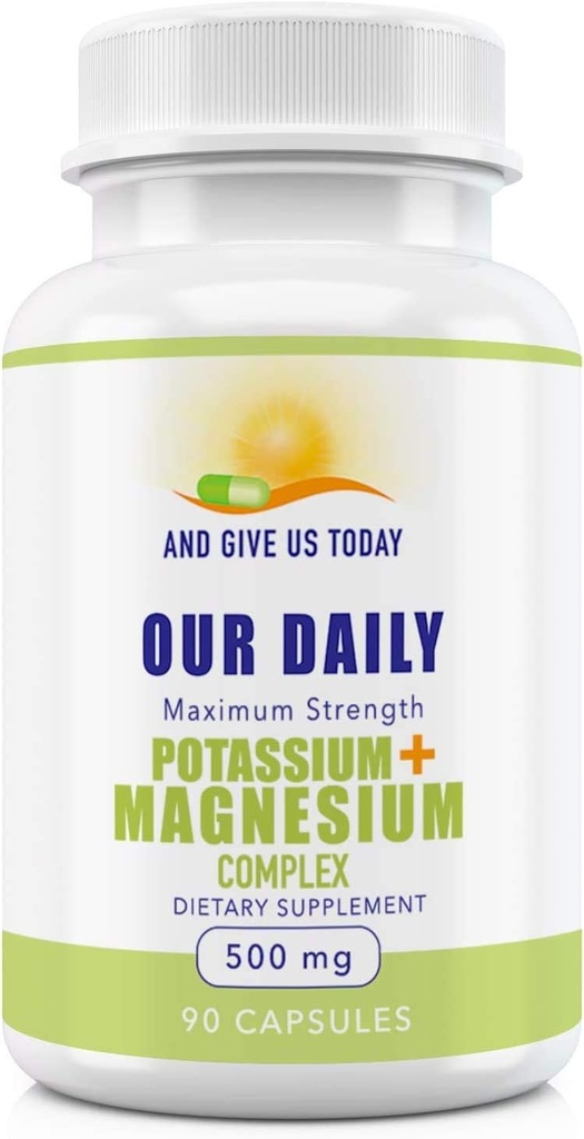 Notre supplément quotidien de magnésium de potassium 500mg - supplément puissant de magnésium de magnésium avec 5 formes de magnésium pour la récupération musculaire, les crampes de jambe, sans gluten sans OGM - 90 capsules