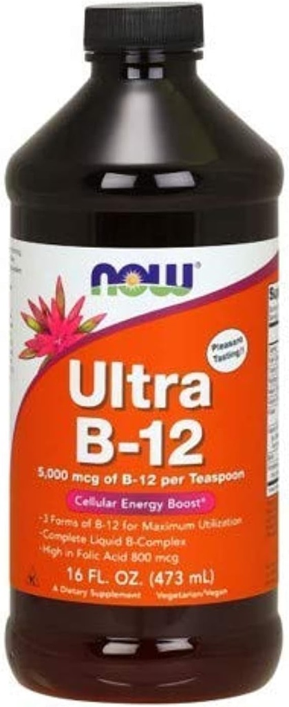 MAINTENANT Aliments - Ultra B-12 Liquid Cellular Energy Boost 5000 mcg. - 16 oz (2-Pack)