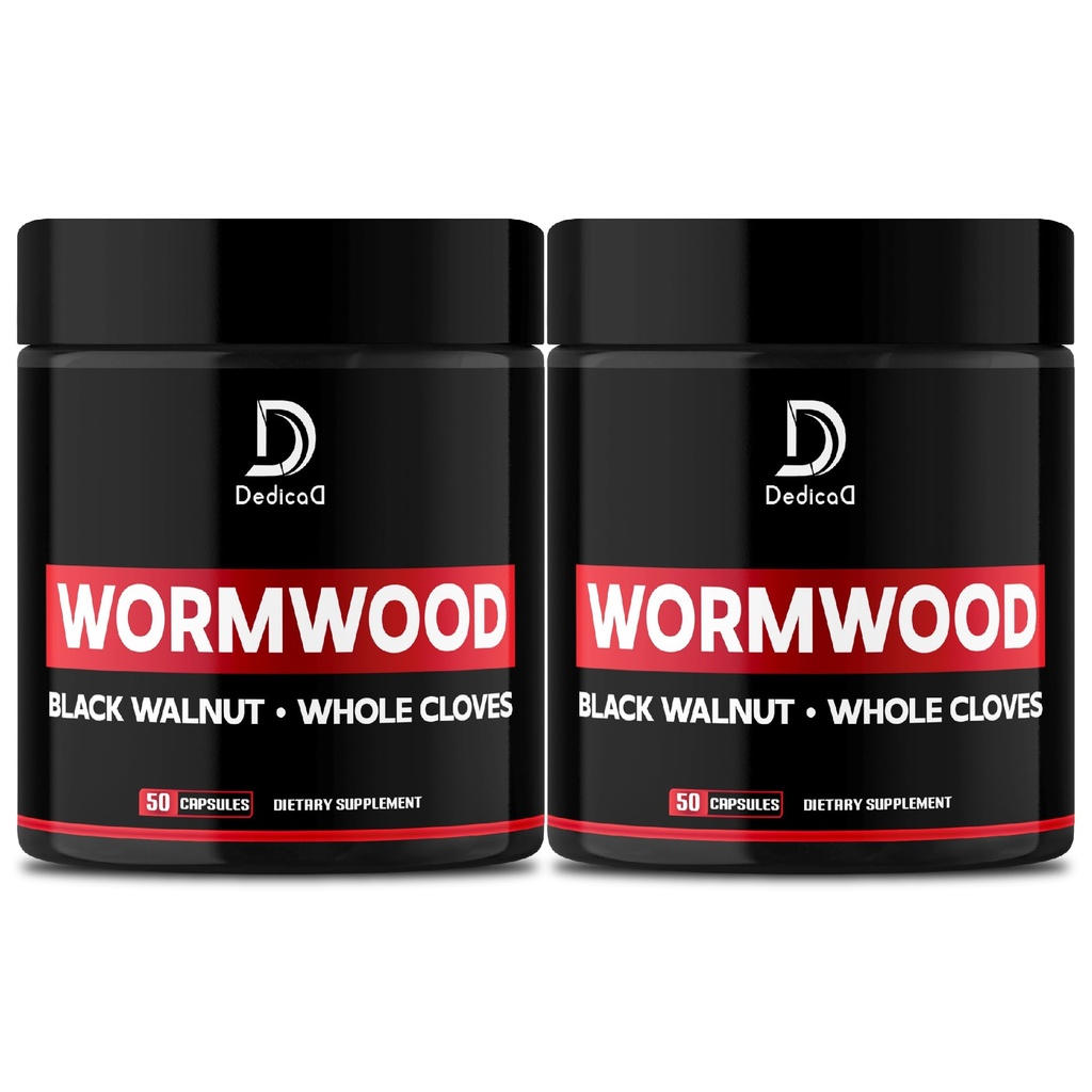Wormwood Capsules - 12 herbes mélangées noix de noyer noir, girofles, gingembre, curcuma, cannelle, pomme, quassia - 2 boîtes 50 capsules