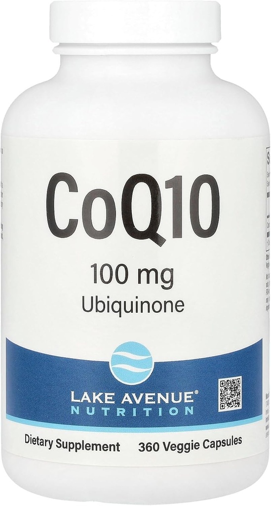 Lake Avenue CoQ10 Nutrition - supplément d'Ubiquinone - favorise l'activité antioxydante - sans gluten, sans OGM - 100 mg - 360 capsules de Véggie