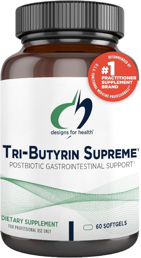 Conceptions pour la santé Tri-Butyrine Supreme - Acides Butyriques 3-en-1 (Butyrate) Postbiotiques pour Gut Health & Gut Permeability Support - Supplément d'Hommage à l'innovation odor-minimisante (60 Softgels)