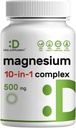 Magnesium Complex 500mg, 240 Veggie Capsules | 10-in-1 Glycinate, Citrate, Malate, & More | 100% Chelated for Easy Absorption | Essential Mineral Supplement for Muscle, Sleep, & Heart Health*