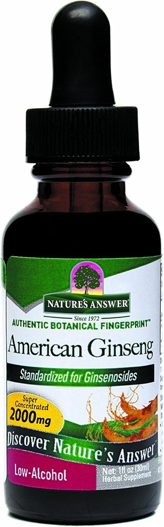 Nature's Answer American Gingseng Root Supplement with Organic Alcohol, 1-Fluid Ounce | Immune Support | Promotes Cognitive Function | Natural Energy Booster