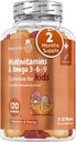 maxmedix Enfants Gommies multivitamine avec Omega 3 6 9 - 120 Gommies (60 portions) - Enfants essentiels Vitamine A, C, D & B12, Minéraux et nutriments - Framboise naturelle et saveur orange - Testé en troisième partie