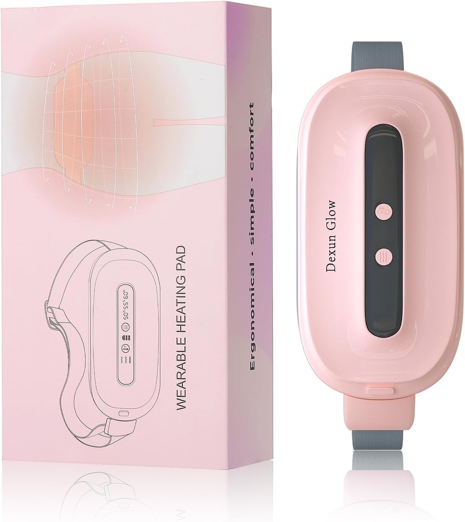 Heating Pad for Period Cramps, Portable Cordless Heating Pad with 3 Heat Levels and 3 Massage Modes, Mothers Day Gifts for Mom Wife Daughter, Pink