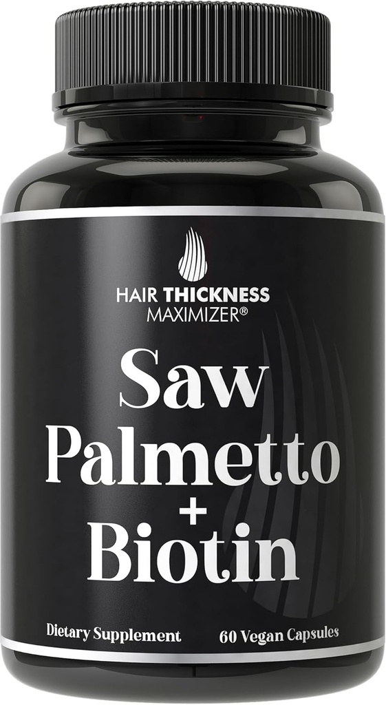 Saw Palmetto + Biotin Advanced 2-en-1 Combo pour la croissance des cheveux. Capsules végétaliennes supplément avec extrait de palmet de scie naturelle + 10000mcg Biotin. Perte de cheveux et pilules de repousse pour les hommes et les femmes. Bloceur DHT
