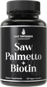 Saw Palmetto + Biotin Advanced 2-en-1 Combo pour la croissance des cheveux. Capsules végétaliennes supplément avec extrait de palmet de scie naturelle + 10000mcg Biotin. Perte de cheveux et pilules de repousse pour les hommes et les femmes. Bloceur DHT