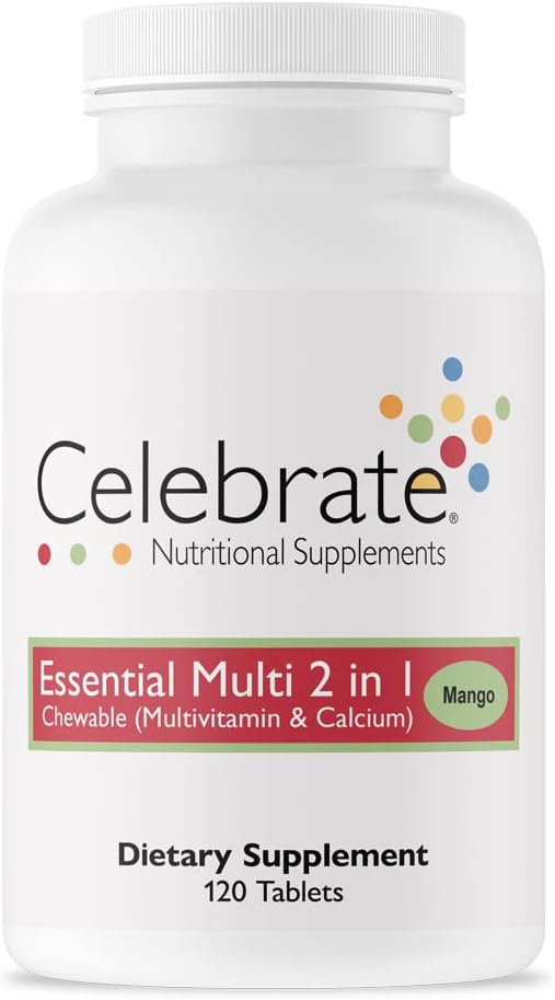 Célébrez les vitamines 2-en-1 Multivitamine bariatrique avec des comprimés chirurgicaux à base de citrate de calcium, pour la chirurgie post-baratrique incluant le pont gastrique et la gastrectomie des manches, Mangue, 120 Nombre