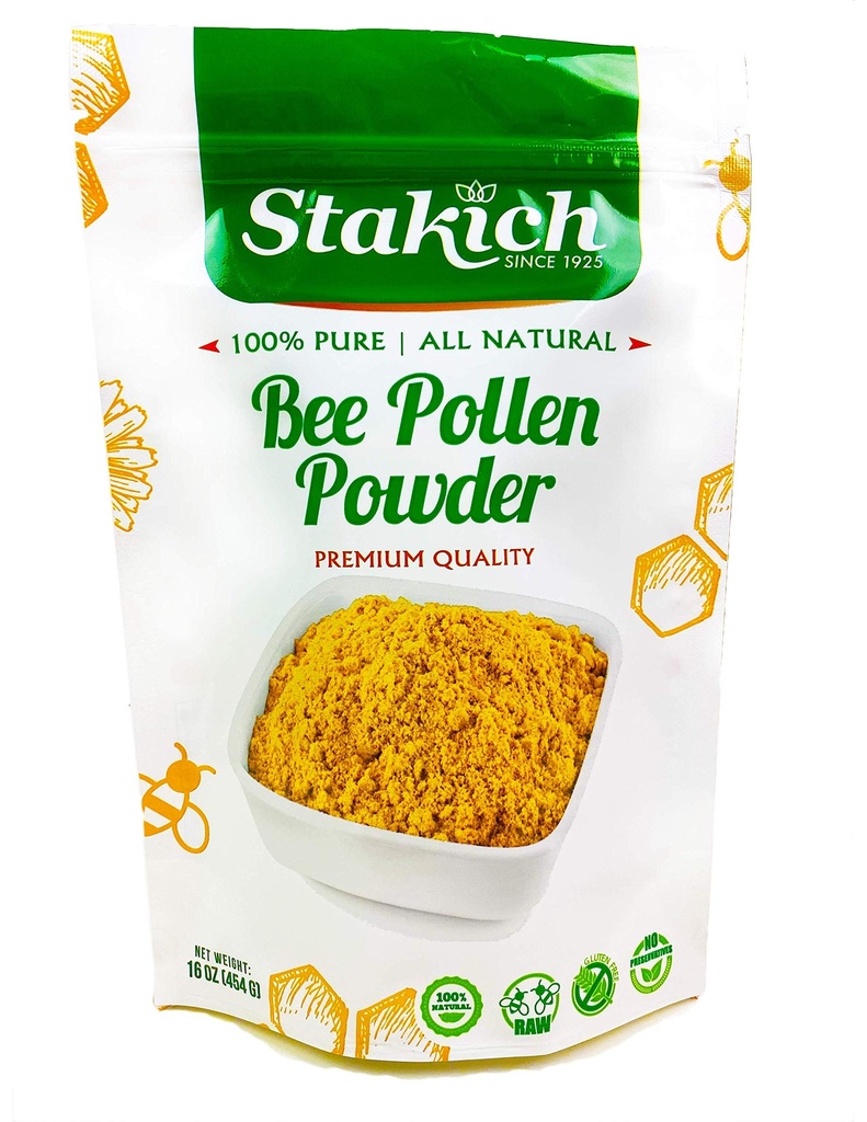 Stakich Bee Pollen Powder - Natural Energy Support Supplement - 1 lb