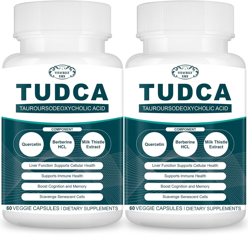 2200MG Suppléments hépatiques TUDCA - Complexe de supplément de sels de bile pour la désintoxication du foie et nettoyage, nettoyage Gallbladder, santé digestive 120 Capsules