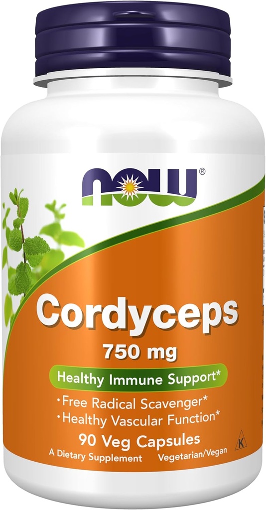 MAINTENANT Aliments suppléments, Cordyceps (Cordyceps sinensis)750 mg, Healthy Imune Support*, 90 gélules