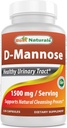 Best Naturals D-Mannose Capsules - Supplément de nettoyage des fosses urinaires 1500mg/Serveur - 120 Nombre