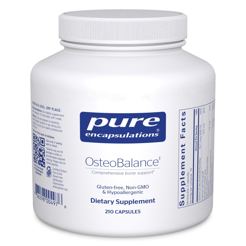 Encapsulations pures OstéoBalance: Supplément hypoallergénique pour favoriser l'absorption de calcium et améliorer la minéralisation des os*