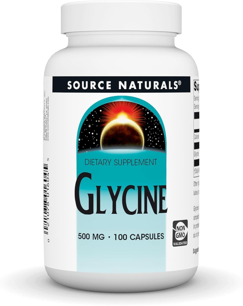 Source Naturals Glycine 500 mg Acid Amino Dietary Supplément - 100 Capsules