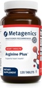 Métagène Arginine Plus - 1,5 g L-Arginine - Soutienne le flux sanguin et la santé cardiaque* - 665 mcg DFE Folate (sous forme de L-5-méthyltétrahydrofolate) - Non-OGM, végétalien et sans gluten - 120 Compte
