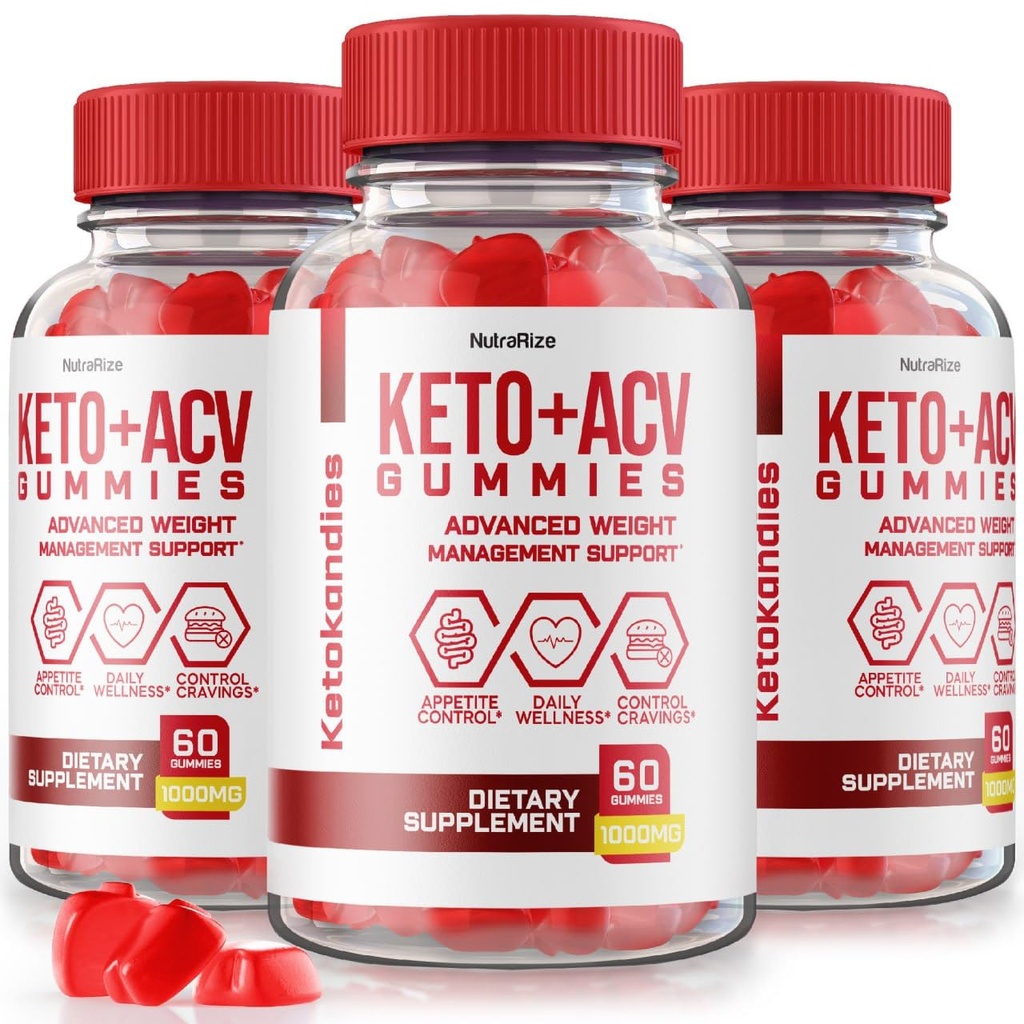 NutraRize (paquet de 3 KetoKandies Keto+ACV) Gummies pour perte de poids, supplément de force maximale, Keto Kandies Commentaires (180 Gummies)