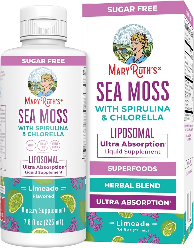 MaryRuth Organics Sea Moss avec Spiruline et Chlorella Liposomal.