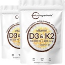 2 Pack Vitamine D3 10000 iu Plus K2 (MK-7) 200 mcg, 300 Huile de coco vierge Softgels.