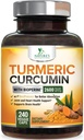 Curcumine curcumine supplément 2600mg - 95% Curcuminoides avec extrait de poivre noir curcuma et biopérine biologique pour la meilleure absorption, support naturel végétalien, non-OGM, mis en bouteille aux États-Unis - 240 Capsules