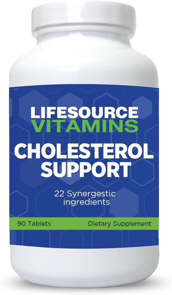 LifeSource Vitamines Soutien au cholestérol - 28 Tous les ingrédients naturels synergiques - Soutien au cholestérol et au triglycéride Cela peut améliorer la santé cardiaque et cardiovasculaire90 comprimés