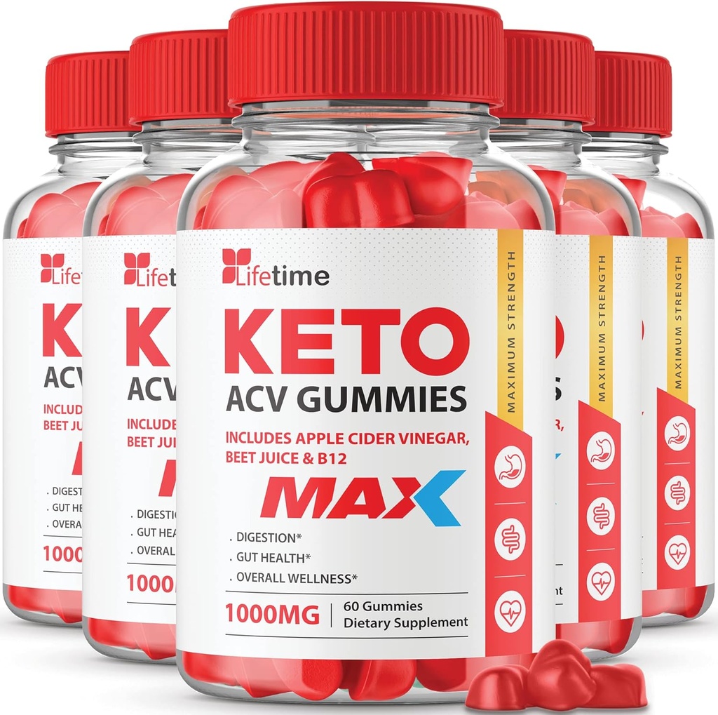 (5 Pack) Keto Max Gummies à vie - Formule officielle, végétalien, non OGM - Keto Plus à vie acc Gummies, Gummies à vie avec les Gummies à vie, vitamine B12, racine de betterave, grenade (300 Gummies)
