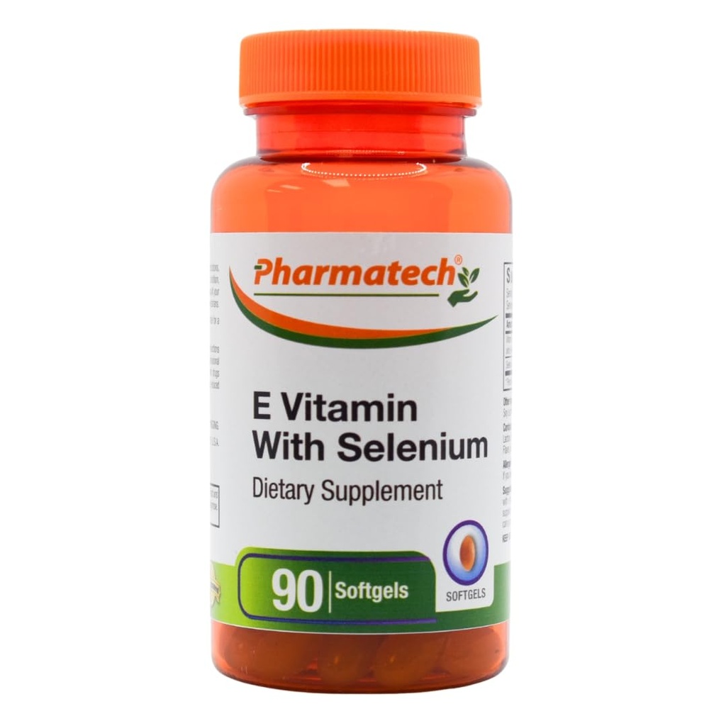 Vitamine E en acétate de dl-Tocophérol et d-Alpha-Tocophérol Plus Sélénium, supplément antioxydant, soutien immunitaire, soutient une peau saine, sans gluten, sans OGM, 90 softgels fabriqués aux États-Unis