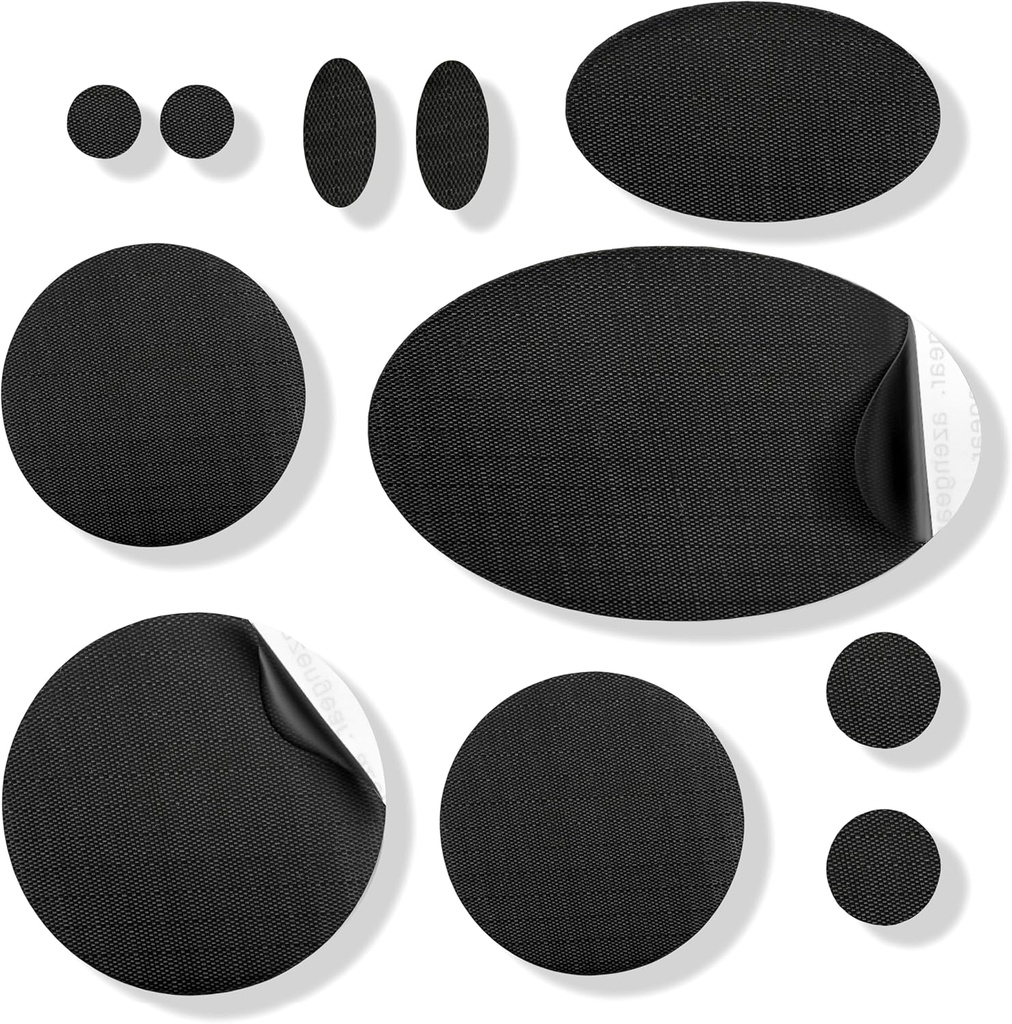 Patchs de réparation aZengear - Imperméable, autocollant, résistant à la chaleur à la tear-cold-Heat Polyester de fixation Coats tampon, engrenage, tentes (11 pièces, noir massif)
