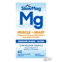SlowMag Muscle + Chlorure de magnésium cardiaque avec supplément de calcium pour soutenir la relaxation musculaire, Crampe musculaire occasionnelle et santé cardiaque, haute absorption, 60 Compte