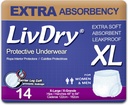 Sous-vêtements pour adultes LivDry XL Incontinence, couches pour adultes, protection contre les fuites, X-Large, 14-Pack