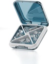 Petite boîte à pilules Étanche à l'eau Cas de pilules Portable Daily Pill Container Pill Holder for Purse 4 Compartiments Pocket Compact Medicine Organizer for Fish Oils,Supplements,Medication (Blue)