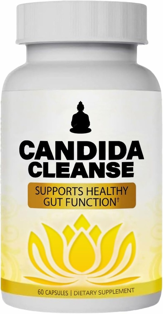 Candida Cleanse - Gut & Colon Support, Probiotique avancé et formule à base de plantes, formule à base de plantes naturelles, Oregano Leaf, Wormwood, noix noires, acide caprylique-1 pour les hommes et les femmes, 60 capsules