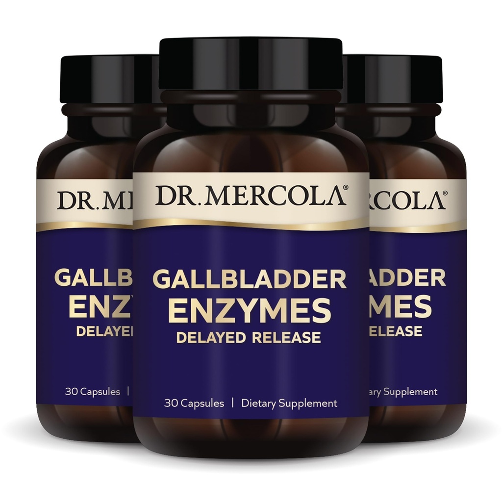 Dr. Mercola Enzymes Gallbladder - Soutien de la maladie de Gallbladder et digestif - Comprend la protéase pancréatique, l'amylase et la lipase - Non-OGM, sans gluten et sans soja - 90 capsules à libération différée (90 portions)