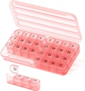 Monthly Pill Organizer 1 fois par jour, 30 jours Pill Box, un mois Pill Case Une fois par jour, 31 jours Pill Holder Medicine Organizer for Vitamin,Pink