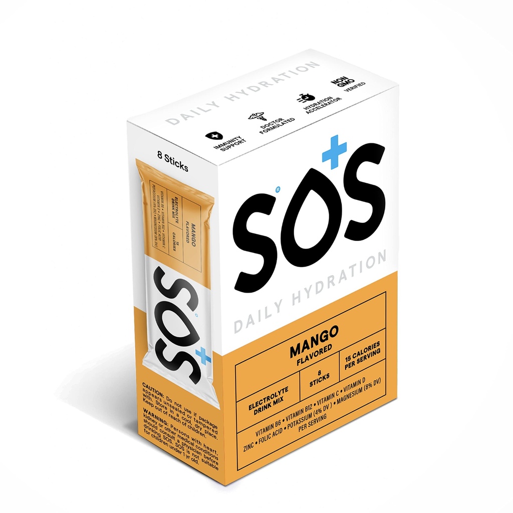 SOS Hydratation Electrolyte Powder Stick Packs (Pâtes de poudre) Faible sucre Réhydratation rapide (Fabriqué aux États-Unis)