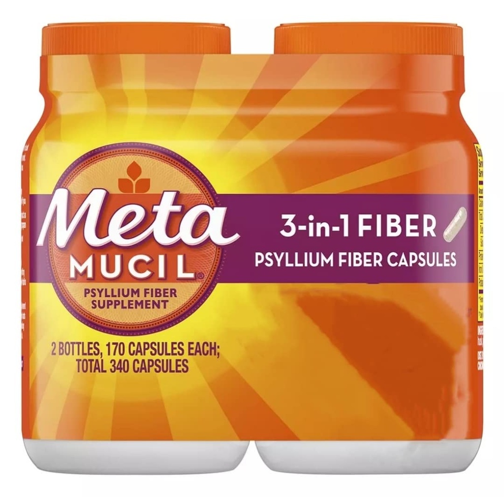 Metamucil Fiber Therapy for Regularity, Fiber Supplement, 340 Capsules