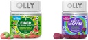 Anneaux Gummy en fibre OLLY Fiber, 5g Fibre prébiotique, FOS (Fructo-oligosaccharides), Soutien digestif, Berry Melon 50ct & Keep it Moving Constipation Relief, Rhubarb, Prunes, Amla - Plum Berry Flavor - 30ct