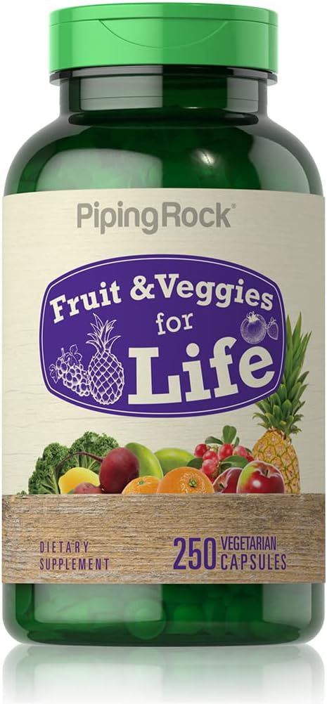 Piping Rock Fruits and Veggies Supplement | 250 Capsules | Superfood Fruit and Vegetables Vitamins for Adults | Vegetarian, Non-GMO, Gluten Free