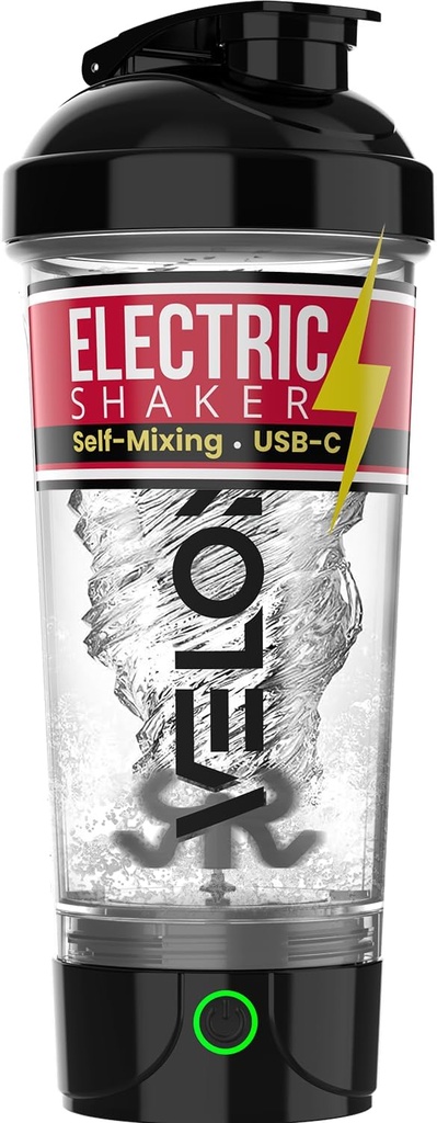 Bouteille de Shaker Protéines Électriques VELOMIX - 24 oz - USB-C Rechargeable