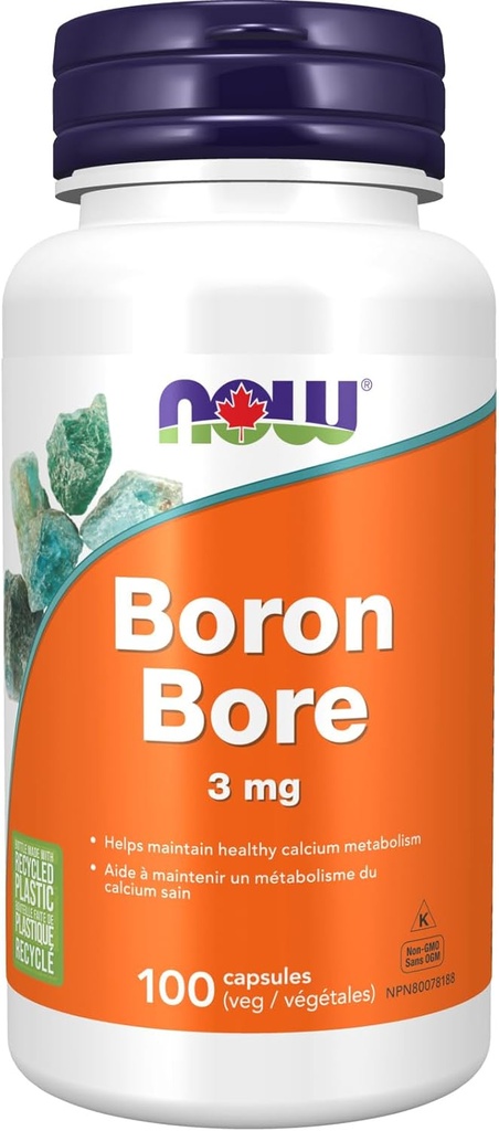 NOW Foods Supplements, Boron 3 mg (Bororganic Glycine), Structural Support*, 100 Veg Capsules
