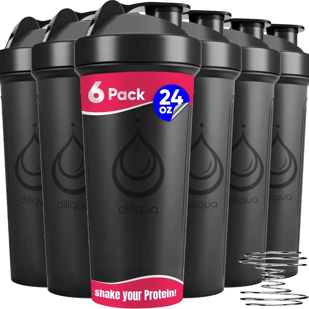 6 PACK, Bouteilles Shaker avec fouets filaires pour mélanges protéiniques