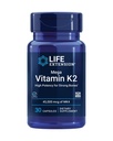Prolongation de vie Mega vitamine K2 haute puissance pour les os forts, cliniquement étudié 45 mg K2 Posologie, favorise la densité osseuse saine, sans gluten, non-OGM, 30 capsules