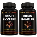 Vitamines vitales Suppléments Cerveau pour la mémoire et le focus (2-Pack)– Booster Cerveau Nootropique avec Ginkgo Biloba, Rhodiola, B12 – Soutien sans caféine pour les adultes et les aînés – Approvisionnement de 60 jours